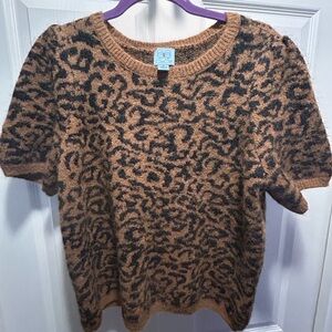CeCe Leopard Patterned Knit Top